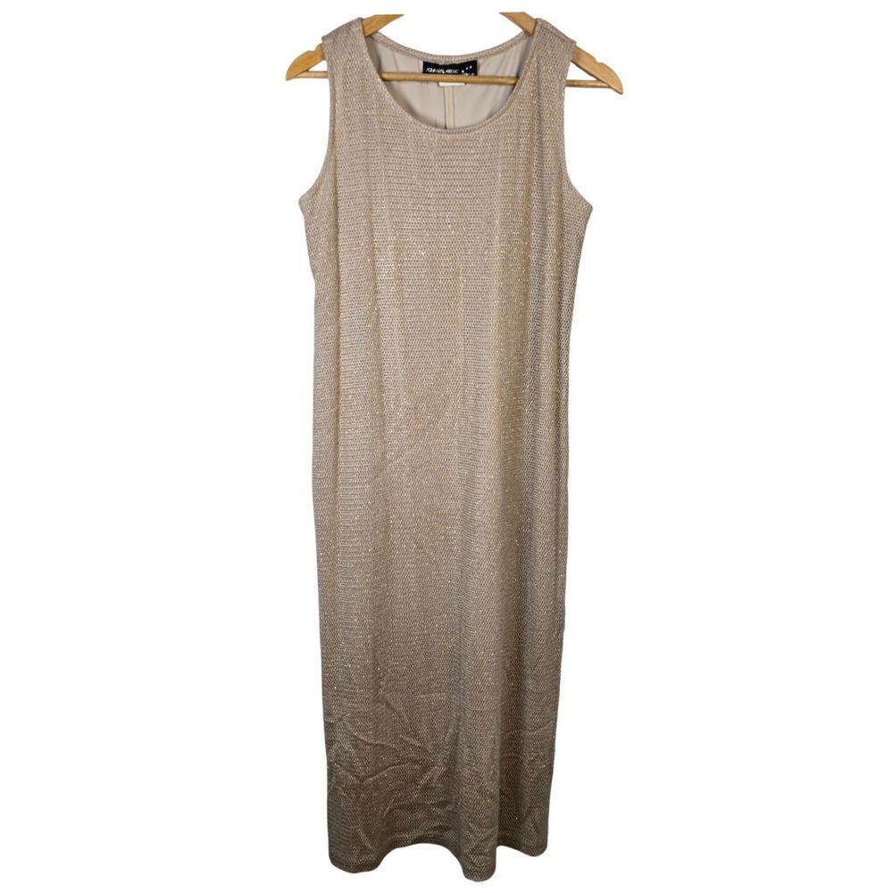 VTG Sharade Nites Womens Size 8‎ Metallic Knit Maxi Dress Formal Evening Gown